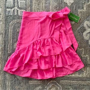 NWT Lilly Pulitzer Pink Ruffle Wrap Nessa Skirt